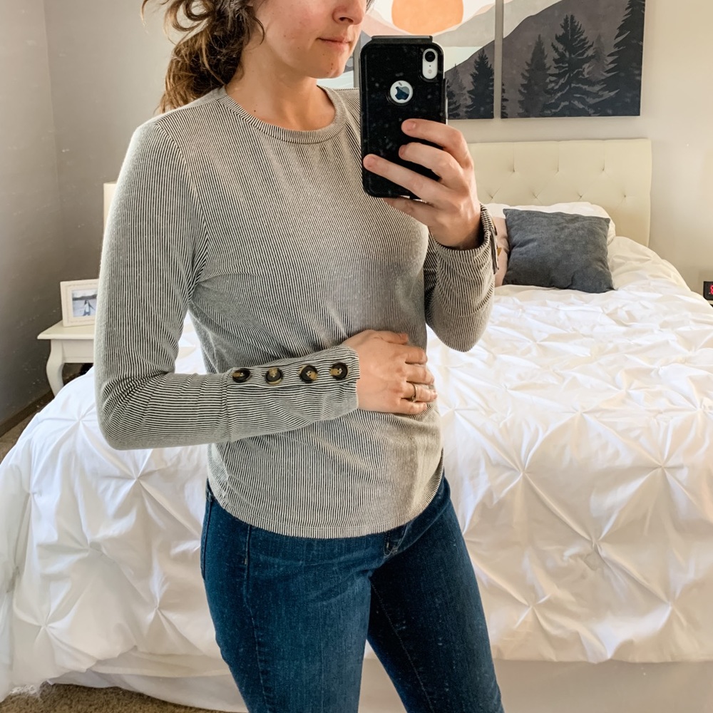 Urban Romantics striped button sleeve top